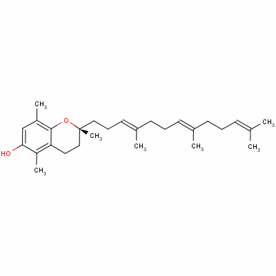 (2R)-3,4-二氢-2,5,8-三甲基-2-[(3E,7E)-4,8,12-三甲基-3,7,11-十三碳三烯-1-基]-2H-1-苯并吡喃-6-醇结构式_490-23-3结构式