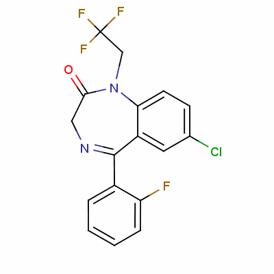 7-氯-5-(2-氟苯基)-1,3-二氢-1-(2,2,2-三氟乙基)-2H-1,4-苯并二氮杂卓-2-酮结构式_49606-44-2结构式