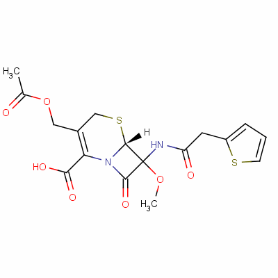 (6R)-3-(acetoxymethyl)-7-methoxy-8-oxo-7-(2-thienylacetamido)-5-thia-1-azabicyclo[4.2.0]oct-2-ene-2-carboxylic acid Structure,50268-65-0Structure