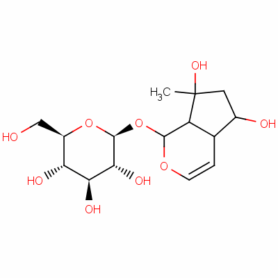 1,4A,5,6,7,7a-六氢-5,7-二羟基-7-甲基环戊并[c]吡喃-1-基-beta-d-吡喃葡萄糖苷结构式_50906-66-6结构式