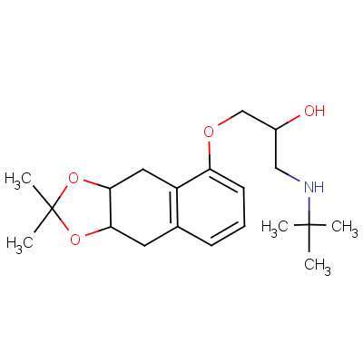 1-(叔丁基氨基)-3-[(3a,4,9,9a-四氢-2,2-二甲基萘并[2,3-d]-1,3-二氧代l-5-基)氧基]丙烷-2-醇结构式_52187-21-0结构式