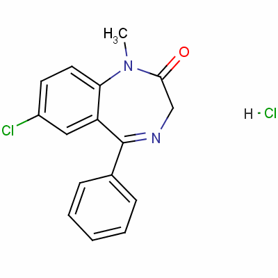 7-Chloro-1,3-dihydro-1-methyl-5-phenyl-2h-benzo-1,4-diazepin-2-one monohydrochloride Structure,52468-36-7Structure