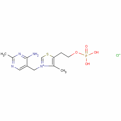 Thiazolium,3-[(4-amino-2-methyl-5-pyrimidinyl)methyl]-4-methyl-5-[2-(phosphonooxy)ethyl]-,chloride (1:1) Structure,532-40-1Structure