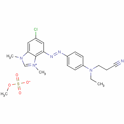 6-氯-4-[[4-[(2-氰基乙基)乙基氨基]苯基]偶氮]-1,3-二甲基-1H-苯并咪唑鎓硫酸甲酯盐结构式_53792-62-4结构式