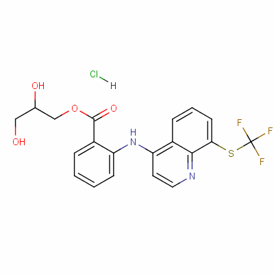 2,3-Dihydroxypropyl 2-[[8-[(trifluoromethyl)thio]-4-quinolyl ]amino]benzoate hydrochloride Structure,54494-56-3Structure