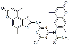 Thiourea, n-[4-chloro-6-[(4,9-dimethyl-7-oxo-7h-pyrano[2,3-g]benzothiazol-2-yl)amino]-1,3,5-triazin-2-yl]-n-(4,7-dimethyl-2-oxo-2h-1-benzopyran-6-yl)- Structure,546144-89-2Structure