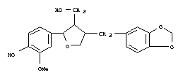 四氢-4-(1,3-苯并二氧杂环戊烯l-5-甲基)-2-(4-羟基-3-甲氧基苯基)-3-呋喃甲醇结构式_54854-91-0结构式