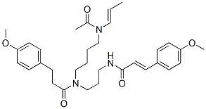 N-[4-(乙酰基-1-丙烯基氨基)丁基]-4-甲氧基-n-[3-[[3-(4-甲氧基苯基)-1-氧代-2-丙烯基]氨基]丙基]苯丙酰胺结构式_55622-38-3结构式