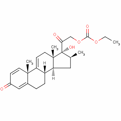 17-羟基-16beta-甲基孕甾-1,4,9(11)-三烯-3,20-二酮 21-(乙基碳酸酯)结构式_56665-79-3结构式