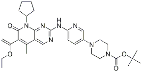 Tert-butyl 4-(6-(8-cyclopentyl-6-(1-ethoxyvinyl)-7,8-dihydro-5-methyl-7-oxopyrido[2,3-d]pyrimidin-2-ylamino)pyridin-3-yl)piperazine-1-carboxylate Structure,571189-10-1Structure