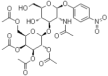 4-硝基苯基-2-乙酰氨基-3-O-(2-乙酰氨基-3，4，6-三-O-乙酰基-2-脱氧-β-D-吡喃半乳糖苷)-2-脱氧-α-D-半乳糖苷结构式_57467-12-6结构式