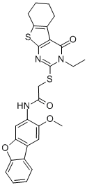 Acetamide, 2-[(3-ethyl-3,4,5,6,7,8-hexahydro-4-oxo[1]benzothieno[2,3-d]pyrimidin-2-yl)thio]-n-(2-methoxy-3-dibenzofuranyl)-(9ci) Structure,578701-26-5Structure