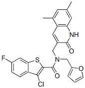 (9ci)-3-氯-n-[(1,2-二氢-5,7-二甲基-2-氧代-3-喹啉)甲基]-6-氟-n-(2-呋喃甲基)-苯并[b]噻吩-2-羧酰胺结构式_579454-06-1结构式