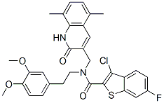 (9ci)-3-氯-n-[(1,2-二氢-5,8-二甲基-2-氧代-3-喹啉)甲基]-n-[2-(3,4-二甲氧基苯基)乙基]-6-氟-苯并[b]噻吩-2-羧酰胺结构式_579455-41-7结构式