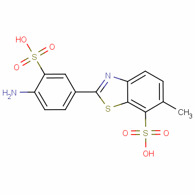 2-(4-氨基-3-磺酰苯基)-6-甲基苯并噻唑-7-磺酸结构式_5855-98-1结构式