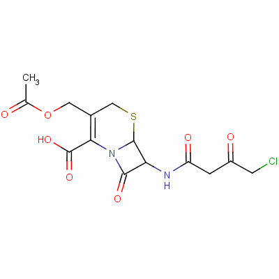 (6R-反式)-3-(乙酰氧基甲基)-7-[(4-氯-1,3-二氧代丁基)氨基]-8-氧代-5-硫杂-1-氮杂双环[4.2.0]-2-辛烯-2-羧酸结构式_58684-54-1结构式