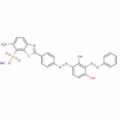 Sodium 2-[4-[[2,4-dihydroxy-3-(phenylazo)phenyl]azo]phenyl]-6-methylbenzothiazole-7-sulphonate Structure,5915-59-3Structure