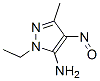 1H-pyrazol-5-amine,1-ethyl-3-methyl-4-nitroso- Structure,60334-94-3Structure