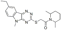 (9ci)-1-[[(8-乙基-5-甲基-5H-1,2,4-噻嗪并[5,6-b]吲哚-3-基)硫代]乙酰基]-2,6-二甲基-哌啶结构式_603946-76-5结构式