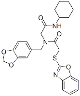 (9ci)-n-(1,3-苯并二氧杂环戊烯l-5-甲基)-2-(2-苯并噁唑基硫代)-n-[2-(环己基氨基)-2-氧代乙基]-乙酰胺结构式_606098-43-5结构式