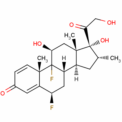 6beta,9-二氟-11beta,17,21-三羟基-16alpha-甲基孕甾-1,4-二烯-3,20-二酮结构式_60895-22-9结构式