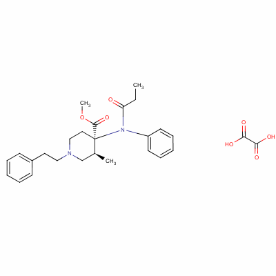 Cis-(-)-4-(methoxycarbonyl)-3-methyl-1-phenethyl-4-(n-phenylpropionylamino)piperidinium hydrogen oxalate Structure,61380-41-4Structure