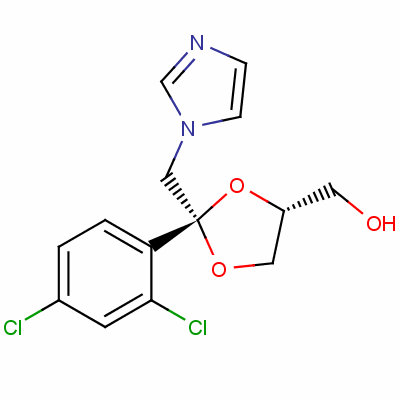 [(R)-2-(2,4-二氯-苯基)-2-咪唑-1-甲基-[1,3]二氧杂烷-4-基]-甲醇结构式_61397-58-8结构式