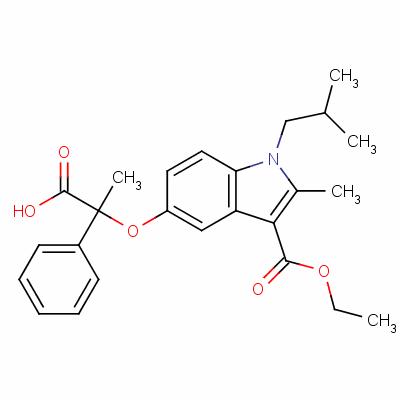 3-Ethyl 5-(1-carboxy-1-phenylethoxy)-1-isobutyl-2-methyl-1h-indole-3-carboxylate Structure,61793-29-1Structure