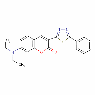 7(二乙基氨基-3(5-苯基-1,3,4-噻二唑-2-基-2-苯并吡喃酮结构式