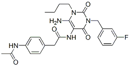  4-(乙酰基氨基)-n-[6-氨基-1-丁基-3-[(3-氟苯基)甲基]-1,2,3,4-四氢-2,4-二氧代-5-嘧啶]-苯乙酰胺结构式_628279-20-9结构式