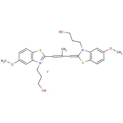 3-(3-羟基丙基)-2-[3-[3-(3-羟基丙基)-5-甲氧基-3H-苯并噻唑-2-亚基]-2-甲基丙-1-烯基]-5-甲氧基苯并噻唑鎓碘化物结构式_63123-36-4结构式