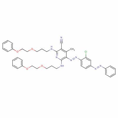 5-[[2-Chloro-4-(phenylazo)phenyl ]azo]-4-methyl-2,6-bis[[3-(2-phenoxyethoxy)propyl ]amino]nicotinonitrile Structure,63281-03-8Structure