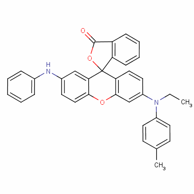 2-苯胺-6-[乙基 (对甲苯)氨基]螺[异苯并呋喃-1(3h),9-[9h]氧杂蒽]-3-酮结构式_63430-54-6结构式