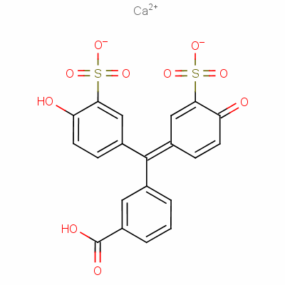 3-[(4-羟基-3-磺酸基苯基)(4-氧代-3-磺酸基-2,5-环己二烯-1-亚基)甲基]苯甲酸氢钙结构式_63494-80-4结构式