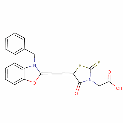 5-[(3-苄基苯并噁唑-2(3h)-基)亚乙基]-4-氧代-2-硫氧代噻唑啉-3-乙酸结构式_63815-90-7结构式