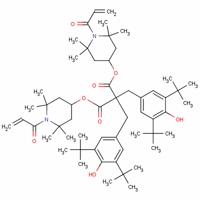 Bis[2,2,6,6-tetramethyl-1-(oxoallyl)-4-piperidyl ] bis[[3,5-bis(1,1-dimethylethyl)-4-hydroxyphenyl ]methyl ]malonate Structure,63941-39-9Structure