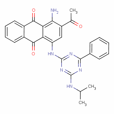 2-乙酰基-1-氨基-4-[[4-[(1-甲基乙基)氨基]-6-苯基-1,3,5-噻嗪-2-基]氨基]蒽醌结构式_64086-96-0结构式