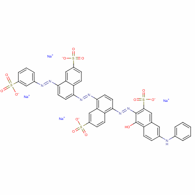 Tetrasodium 5-[[1-hydroxy-6-(phenylamino)-3-sulphonato-2-naphthyl]azo]-8-[[6-sulphonato-4-[(3-sulphonatophenyl)azo]naphthyl]azo]naphthalene-2-sulphonate Structure,6428-60-0Structure