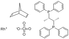 (二环[2.2.1]庚-2,5-二烯)[(2S,3S)-二(二苯基膦基)丁烷]高氯酸铑(I)结构式_65012-74-0结构式