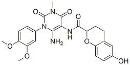  n-[6-氨基-1-(3,4-二甲氧基苯基)-1,2,3,4-四氢-3-甲基-2,4-二氧代-5-嘧啶]-3,4-二氢-6-羟基-2H-1-苯并吡喃-2-羧酰胺结构式_658061-94-0结构式