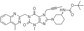 ((3S)-1-(7-(丁2-yn-1-基)-3-甲基-1-((4-甲基喹唑啉-2-基)甲基)-2,6-二氧代-2,3,4,5,6,7-六氢-1H-嘌呤-8-基)哌啶-3-基)氨基甲酸叔丁酯结构式_668273-75-4结构式