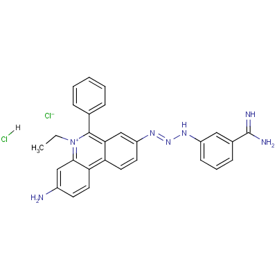 8-[3-(3-脒基苯基)-2-三嗪基]-3-氨基-5-乙基-6-苯基菲啶鎓氯化物盐酸盐结构式_6798-24-9结构式