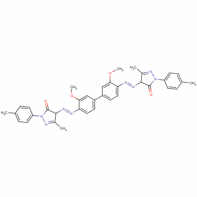 3H-pyrazol-3-one, 4,4-[(3,3-dimethoxy[1,1-biphenyl]-4,4-diyl)bis(azo)]bis[2,4-dihydro-5-methyl-2-(4-methylphenyl)- Structure,6883-91-6Structure