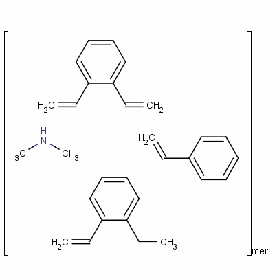 N-甲基甲胺与氯甲基化二乙烯基苯-乙烯基乙基苯-苯乙烯聚合物的反应产物结构式_69011-17-2结构式