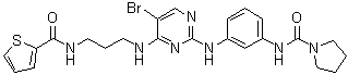 N-(3-(5-bromo-4-(3-(thiophene-2-carboxamido)propylamino)pyrimidin-2-ylamino)phenyl)pyrrolidine-1-carboxamide Structure,702675-42-1Structure