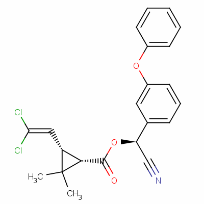 Alpha-氰基-3-苯氧基苄基 [1s-[1alpha(r*),3alpha]]-3-(2,2-二氯乙烯基)-2,2-二甲基环丙烷羧酸结构式_72204-43-4结构式