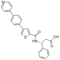 (3R)-3-phenyl-3-[({4-[4-(4-pyridinyl)phenyl]-2-thienyl}carbonyl)amino]propanoic acid Structure,766536-21-4Structure