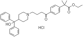 Ethyl 4-{4-[4-(hydroxydiphenylmethyl)-1-piperidinyl]-1-oxobutyl}-alpha,alpha-dimethylbenzeneacetate hydrochloride Structure,76811-96-6Structure