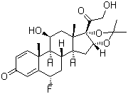 (6A,11b,16a)-6-氟-11,21-二羟基-16,17-[(1-甲基亚乙基)双(氧基)]-1,4-孕二烯-3,20-二酮结构式_77326-96-6结构式