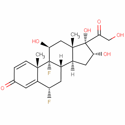 6-alpha,9-alpha-二氟-11-beta,16-alpha,17-alpha,21-四羟基孕甾-1,4-二烯-3,20-二酮结构式_807-38-5结构式